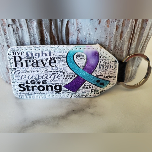 Suicide Awareness Ribbon & Quotes Keychain - Picture 2 of 7